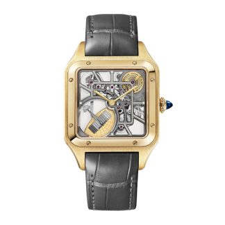 Cartier Santos-Dumont Montre Squelette Micro-Rotor Grand Modèle Mouvement Automatique Mécanique Boîtier Or Jaune 18K WHSA0043
