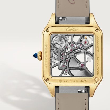 Cartier Santos-Dumont Montre Squelette Micro-Rotor Grand Modèle Mouvement Automatique Mécanique Boîtier Or Jaune 18K WHSA0043 – Image 5