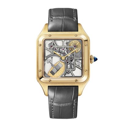Cartier Santos-Dumont Montre Squelette Micro-Rotor Grand Modèle Mouvement Automatique Mécanique Boîtier Or Jaune 18K WHSA0043