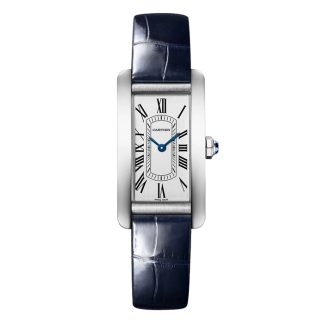 Cartier Tank Américaine Montre Petit Modèle Mouvement Quartz Acier Cuir WSTA0117