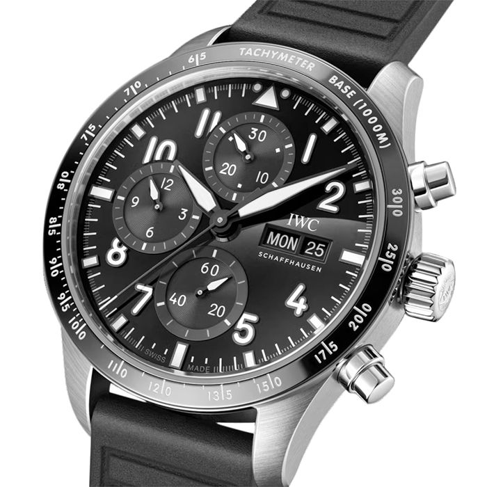 IWC Pilot Performance Chronograph 41mm AMG Mens Watch Black Rubber IW388305 – Image 3