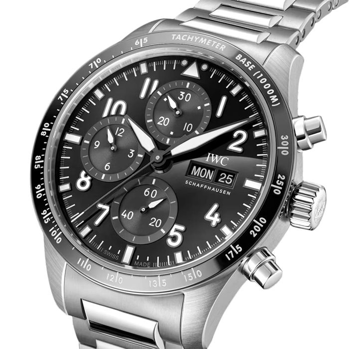 IWC Pilot Performance Chronograph 41mm AMG Mens Watch Black Titanium IW388304 – Image 3