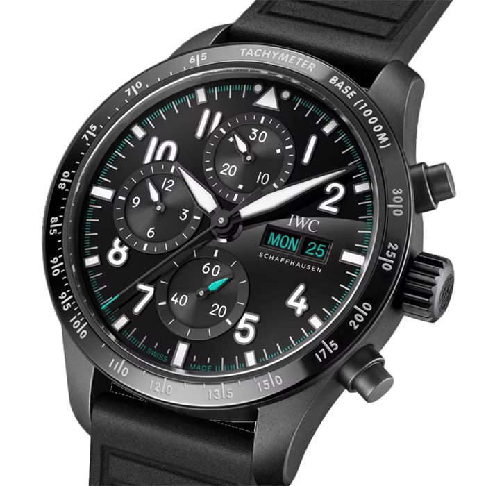 IWC Pilot Performance Chronograph 41mm Mercedes AMG Petronas Formula OneTM Team Montre Hommes Caoutchouc Noir IW388306 – Image 3