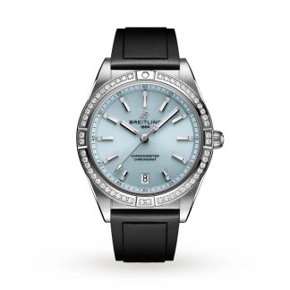 Montre Breitling Chronomat Automatic 36 Acier inoxydable et bracelet caoutchouc or gris 18k Bleu glacier G10380591C1S1