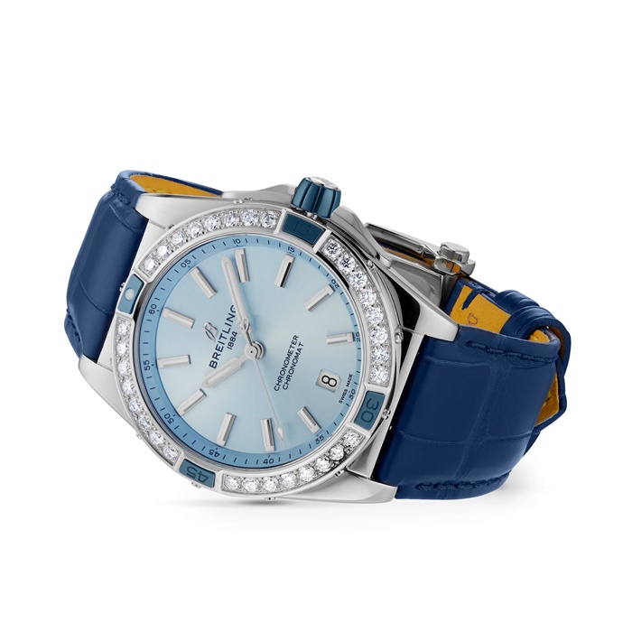 Montre Breitling Super Chronomat Automatic 38 Montre à bracelet cuir bleu A17356531C1P1 – Image 3
