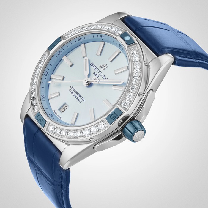 Montre Breitling Super Chronomat Automatic 38 Montre à bracelet cuir bleu A17356531C1P1 – Image 5