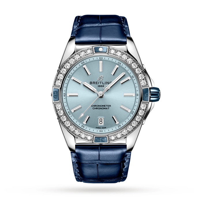 Montre Breitling Super Chronomat Automatic 38 Montre à bracelet cuir bleu A17356531C1P1