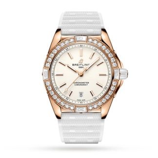 Montre Breitling Super Chronomat Automatic 38 Origins White 18ct Rose Gold Rubber Strap R17356531G1S1