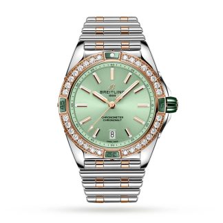 Montre Breitling Super Chronomat Automatic 38 vert en acier inoxydable et or rose 18ct U17356531L1U1