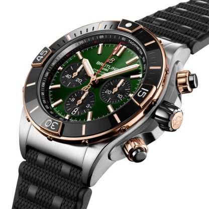 Montre Breitling Super Chronomat B01 44 en acier inoxydable et or rouge 18k - bracelet caoutchouc UB0136251L1S1 – Image 2