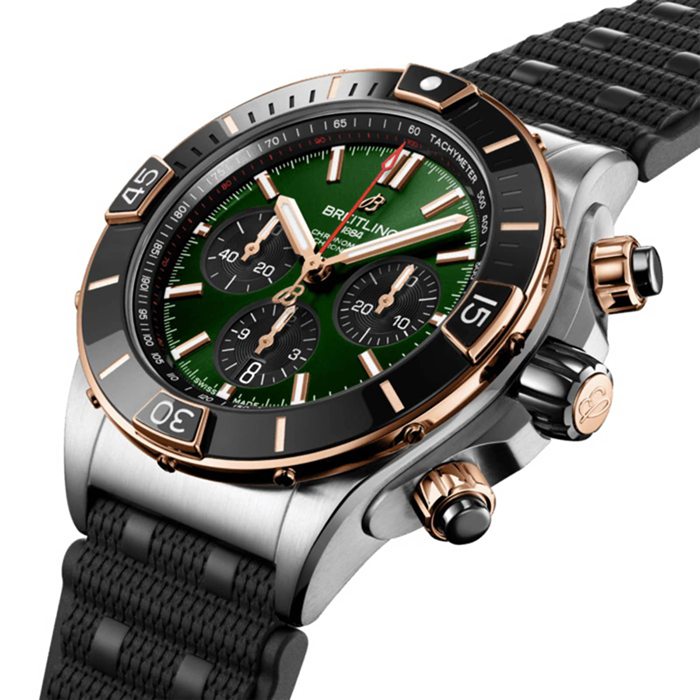 Montre Breitling Super Chronomat B01 44 en acier inoxydable et or rouge 18k - bracelet caoutchouc UB0136251L1S1 – Image 2