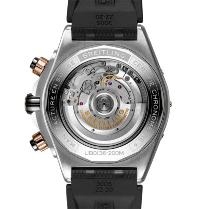 Montre Breitling Super Chronomat B01 44 en acier inoxydable et or rouge 18k - bracelet caoutchouc UB0136251L1S1 – Image 4