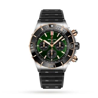 Montre Breitling Super Chronomat B01 44 en acier inoxydable et or rouge 18k - bracelet caoutchouc UB0136251L1S1