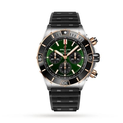 Montre Breitling Super Chronomat B01 44 en acier inoxydable et or rouge 18k - bracelet caoutchouc UB0136251L1S1