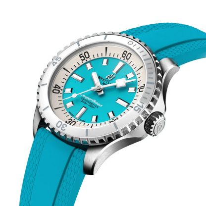 Montre Breitling Superocean Automatic 36 Acier inoxydable Caoutchouc turquoise A17377211C1S1 – Image 3