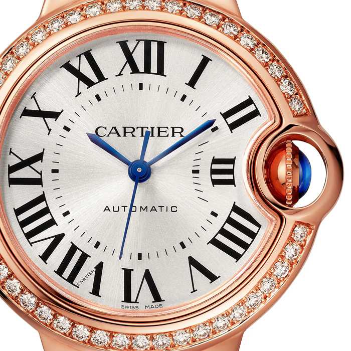 Montre Cartier Ballon Bleu De 33mm Or Rose Diamants Cuir WJBB0033 – Image 3