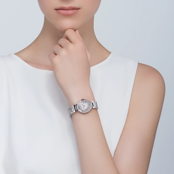 Montre Cartier Ballon Bleu De Cartier 28mm Mouvement Quartz Acier Diamants W4BB0015 – Image 3