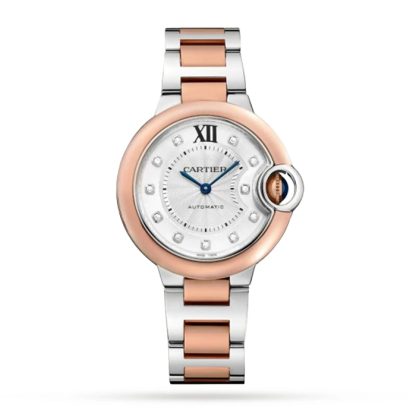 Montre Cartier Ballon Bleu De Cartier 33mm Mouvement mécanique avec remontage automatique Acier Or Rose W3BB0021