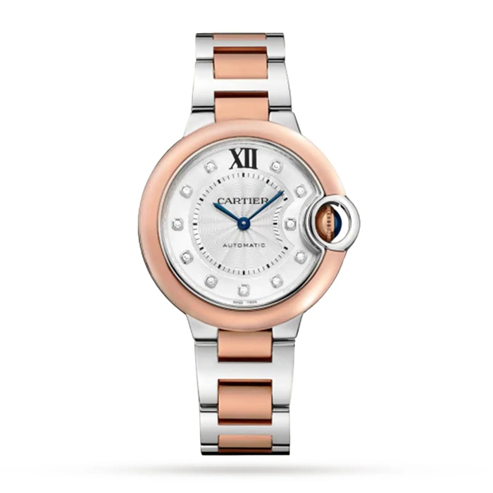Montre Cartier Ballon Bleu De Cartier 33mm Mouvement mécanique avec remontage automatique Acier Or Rose W3BB0021
