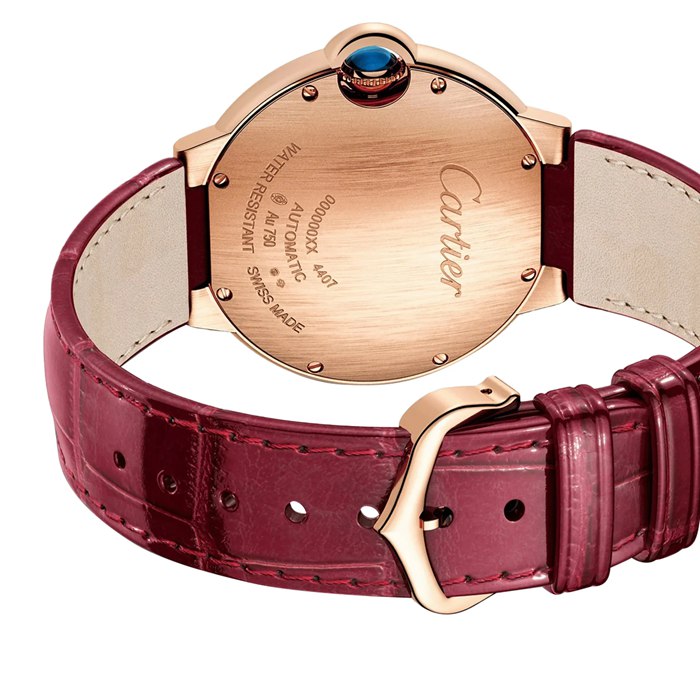 Montre Cartier Ballon Bleu De Cartier 36mm Automatique Mouvement Mécanique Or Rose Diamants Cuir WJBB0081 – Image 3