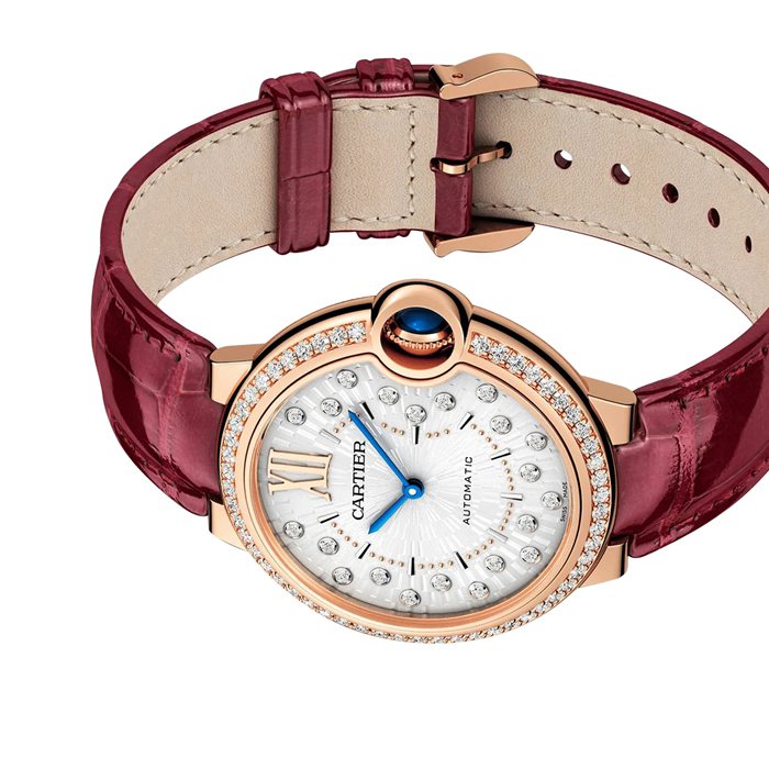 Montre Cartier Ballon Bleu De Cartier 36mm Automatique Mouvement Mécanique Or Rose Diamants Cuir WJBB0081 – Image 5
