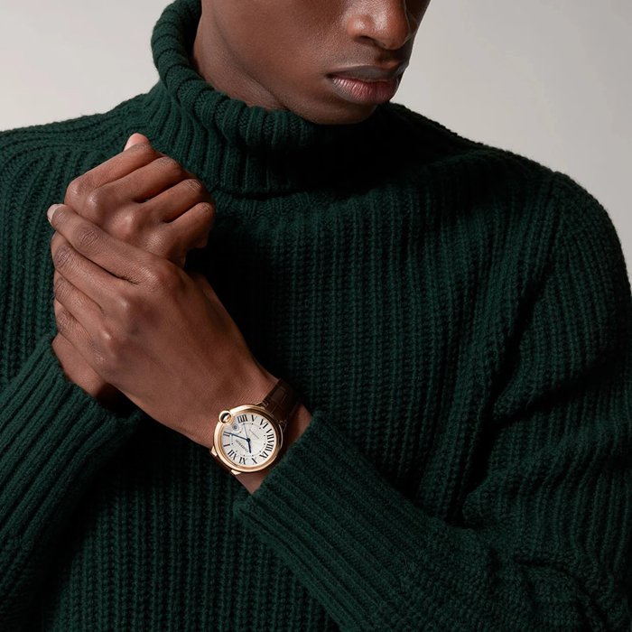 Montre Cartier Ballon Bleu De Cartier 42mm Mouvement Automatique Cuir Or Rose WGBB0030 – Image 3