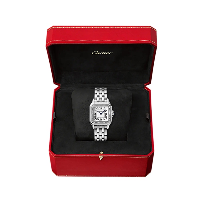 Montre Cartier Panthère De Cartier Modèle Medium Mouvement Quartz Acier Diamants W4PN0018 – Image 2
