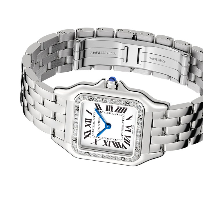 Montre Cartier Panthère De Cartier Modèle Medium Mouvement Quartz Acier Diamants W4PN0018 – Image 5