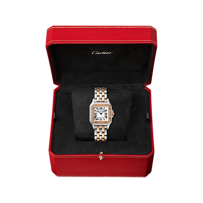 Montre Cartier Panthère De Cartier Modèle Medium Mouvement à quartz Or Rose Acier Diamants W3PN0010 – Image 2
