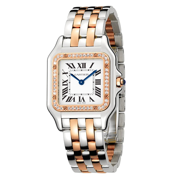 Montre Cartier Panthère De Cartier Modèle Medium Mouvement à quartz Or Rose Acier Diamants W3PN0010 – Image 3