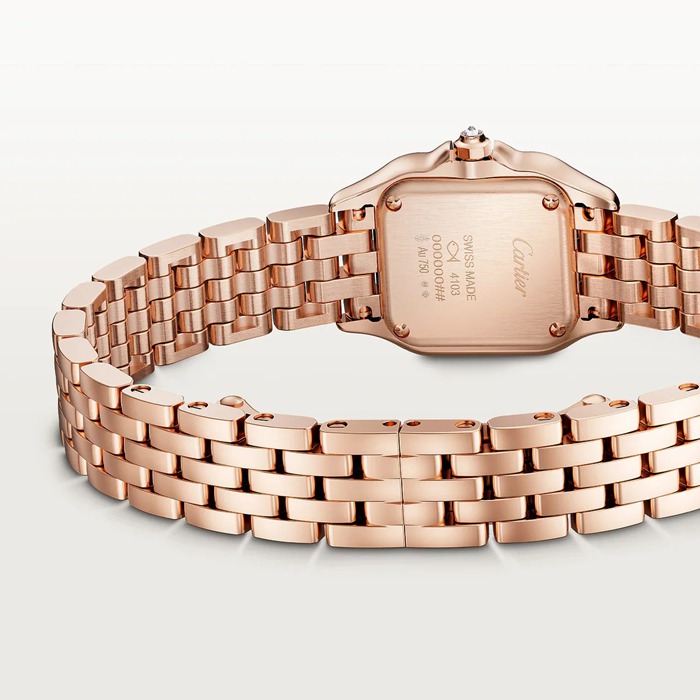 Montre Cartier Panthère de Cartier modèle mini mouvement à quartz Boîtier en or rose 750/1000 serti de 32 diamants taille brillant totalisant 0,15 carats Dimensions 25 mm x 20 mm WJPN0063 – Image 3