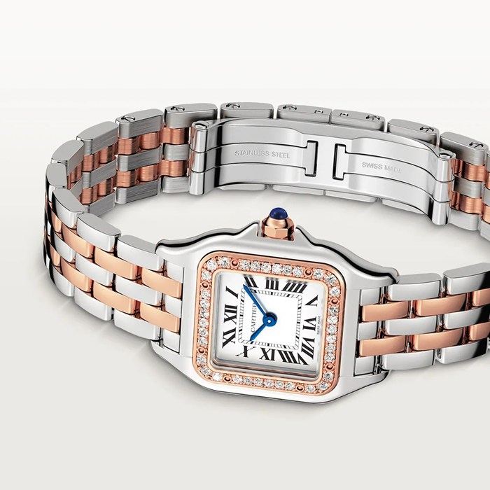 Montre Cartier Panthere de Cartier petit modèle mouvement à quartz Boîtier en or rose et acier W3PN0014 – Image 4