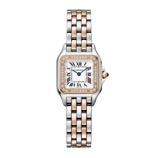 Montre Cartier Panthere de Cartier petit modèle mouvement à quartz Boîtier en or rose et acier W3PN0014