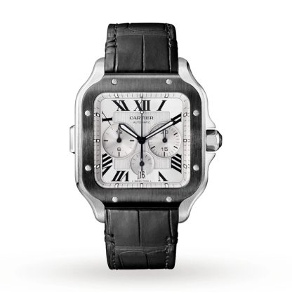 Montre Cartier Santos De Cartier Chronographe Extra-Large Modèle Mouvement Automatique Acier ADLC Bracelets Caoutchouc et Cuir Interchangeables WSSA0017 – Image 2