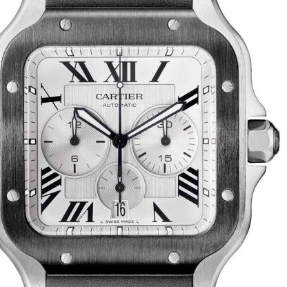 Montre Cartier Santos De Cartier Chronographe Extra-Large Modèle Mouvement Automatique Acier ADLC Bracelets Caoutchouc et Cuir Interchangeables WSSA0017 – Image 5