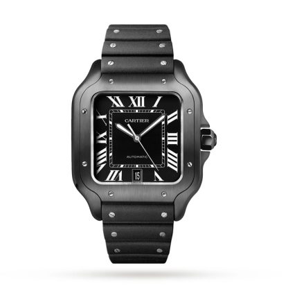 Montre Cartier Santos De Cartier Grand Modèle Mouvement Automatique Acier ADLC Bracelets Caoutchouc et Cuir Interchangeables WSSA0039 – Image 2