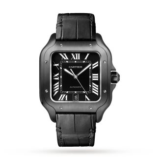 Montre Cartier Santos De Cartier Grand Modèle Mouvement Automatique Acier ADLC Bracelets Caoutchouc et Cuir Interchangeables WSSA0039