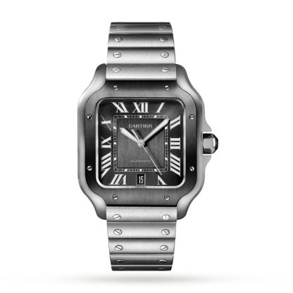 Montre Cartier Santos De Cartier Grand Modèle Mouvement Automatique Acier ADLC Bracelets métal et caoutchouc interchangeables WSSA0037