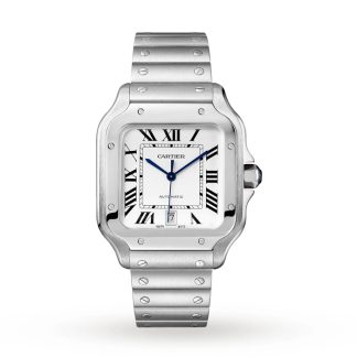 Montre Cartier Santos De Cartier Grand Modèle Mouvement Automatique Acier Bracelets métal et cuir interchangeables WSSA0018
