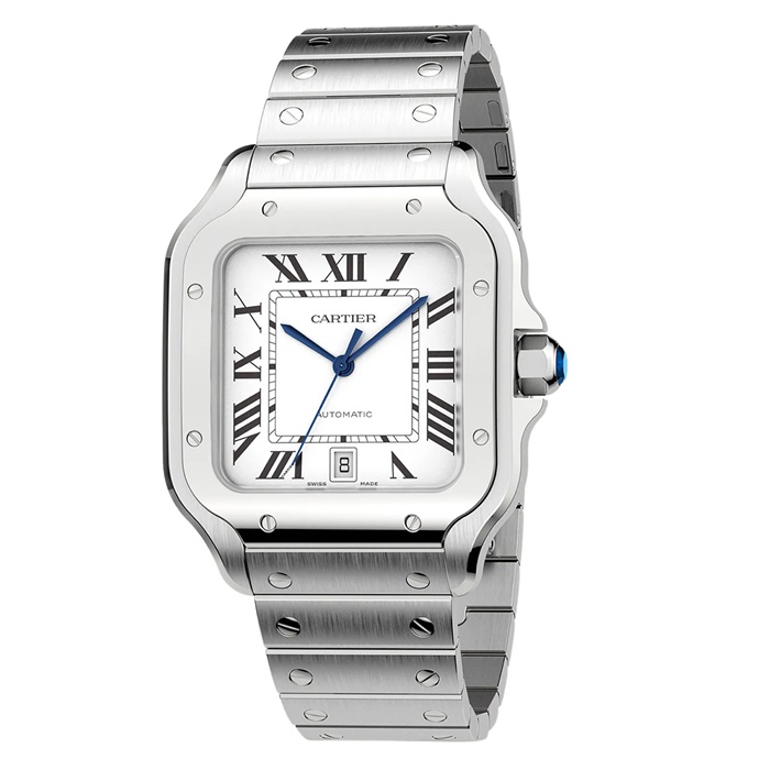 Montre Cartier Santos De Cartier Grand Modèle Mouvement Automatique Acier Bracelets métal et cuir interchangeables WSSA0018 – Image 5