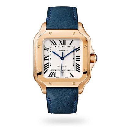 Montre Cartier Santos De Cartier Grand Modèle Mouvement Automatique Or Rose 2 Bracelets Cuir Interchangeables WGSA0019 – Image 2