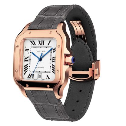 Montre Cartier Santos De Cartier Grand Modèle Mouvement Automatique Or Rose 2 Bracelets Cuir Interchangeables WGSA0019 – Image 3