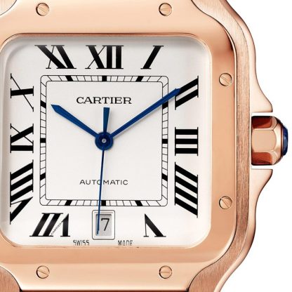 Montre Cartier Santos De Cartier Grand Modèle Mouvement Automatique Or Rose 2 Bracelets Cuir Interchangeables WGSA0019 – Image 4