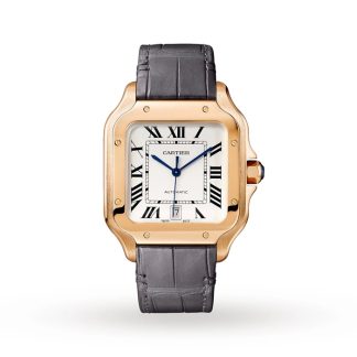 Montre Cartier Santos De Cartier Grand Modèle Mouvement Automatique Or Rose 2 Bracelets Cuir Interchangeables WGSA0019