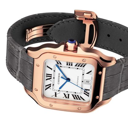 Montre Cartier Santos De Cartier Grand Modèle Mouvement Automatique Or Rose 2 Bracelets Cuir Interchangeables WGSA0019 – Image 5