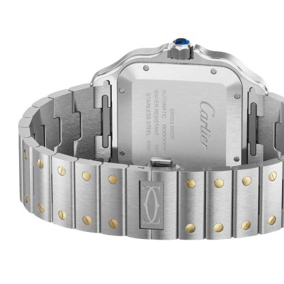 Montre Cartier Santos De Cartier Grand Modèle Remontage Automatique Boîtier Acier Or Jaune Bracelet Cuir Interchangeable W2SA0030 – Image 4