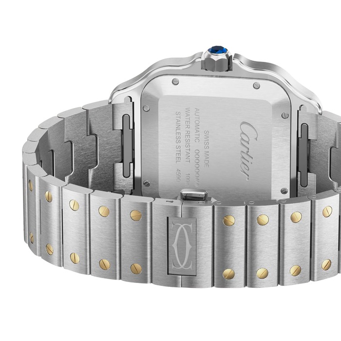 Montre Cartier Santos De Cartier Grand Modèle Remontage Automatique Boîtier Acier Or Jaune Bracelet Cuir Interchangeable W2SA0030 – Image 4