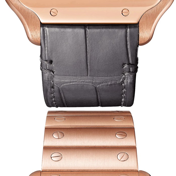 Montre Cartier Santos De Cartier Grand Modèle Remontage Manuel Or Rose WHSA0016 – Image 2