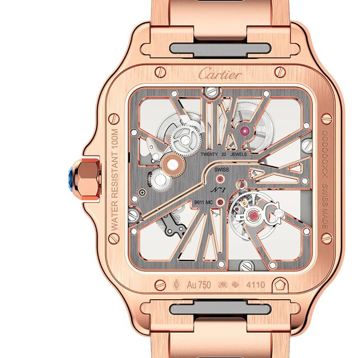 Montre Cartier Santos De Cartier Grand Modèle Remontage Manuel Or Rose WHSA0016 – Image 3