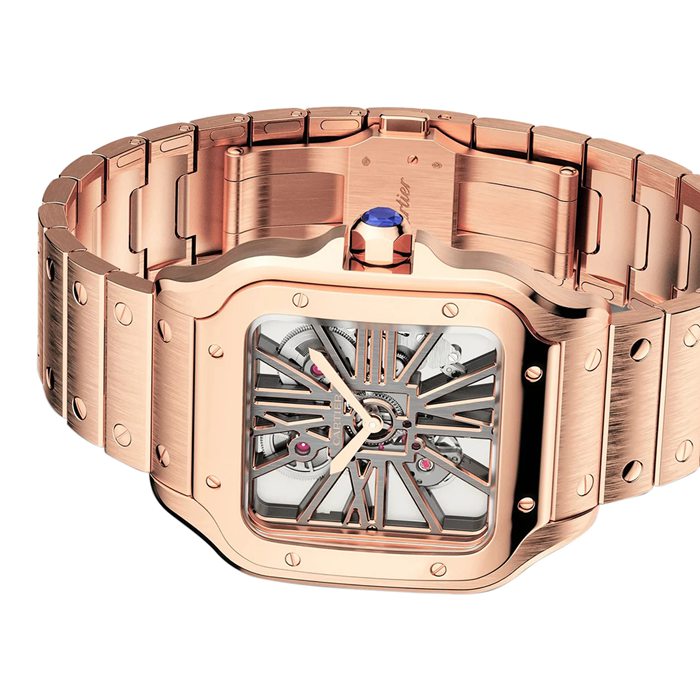 Montre Cartier Santos De Cartier Grand Modèle Remontage Manuel Or Rose WHSA0016 – Image 5